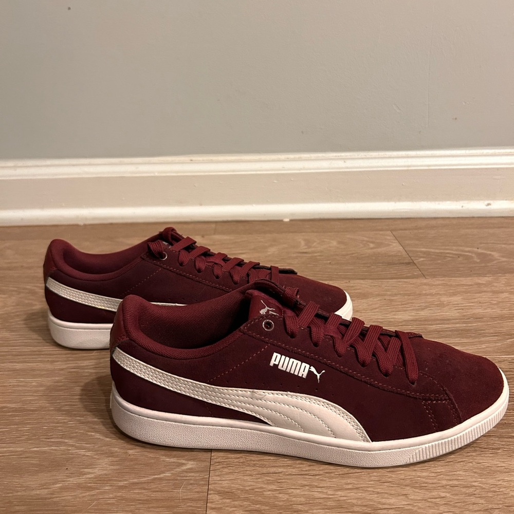 Puma Maroon and White Casual Sneakers